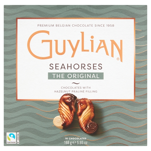 GUYLIAN FAITRADE SEAHORSES THE ORIGINAL 16 CHOCOLATES WITH HAZELNUT PRALINE FILLING 168G-XMAS