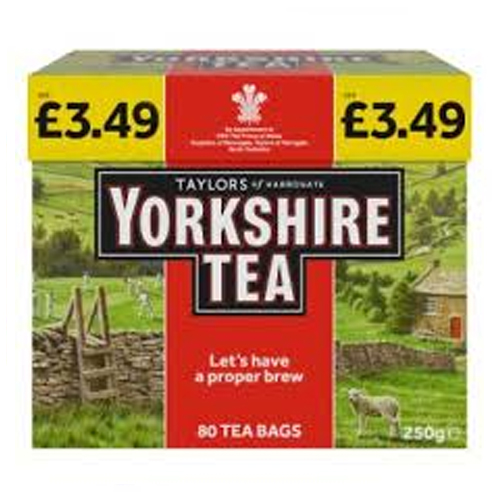 TAYLORS YORKSHIRE TEA 80 TEA BAGS PMP £3.49 250G