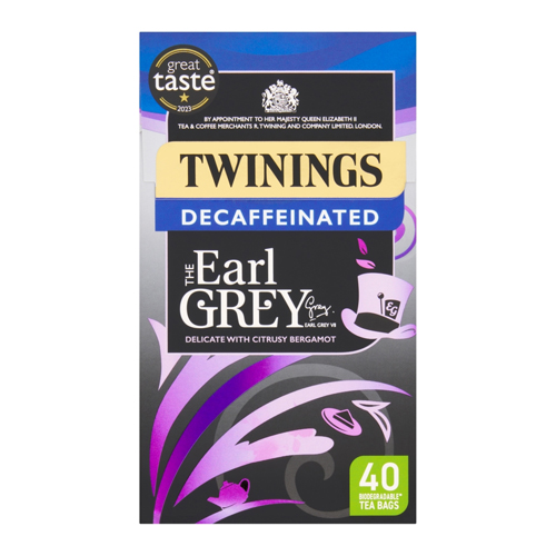 TWININGS EARL GREY DECAFFEINATED 40 TEA BAGS 100G