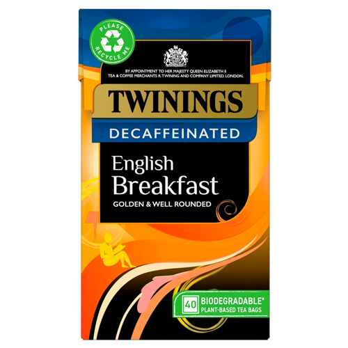 TWININGS ENGLISH BREAKFAST DECAFFEINATED 40 TEA BAGS 109G