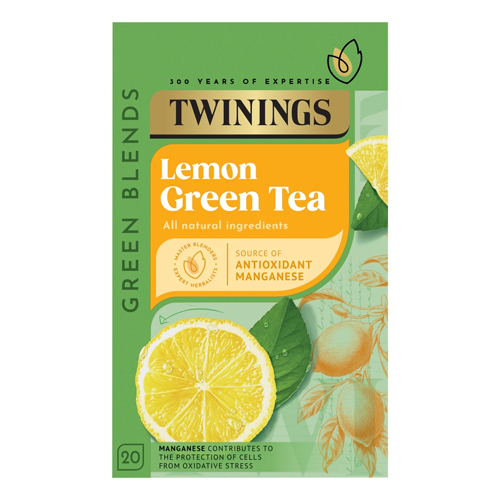 TWININGS LEMON GREEN TEA 20 SINGLE TEA BAGS 40G