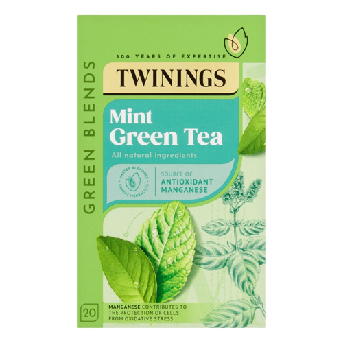 TWININGS MINT GREEN TEA 20 SINGLE TEA BAGS 40G