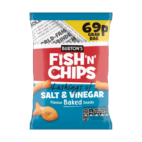 BURTONS FISH'N' CHIPS LASHINGS OF SALT & VINEGAR  PMP 69P 40G
