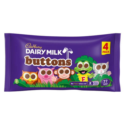 CADBURY DAIRY MILK BUTTONS 5 TREATSIZE CHOCOLATE BAG 4PK 56G