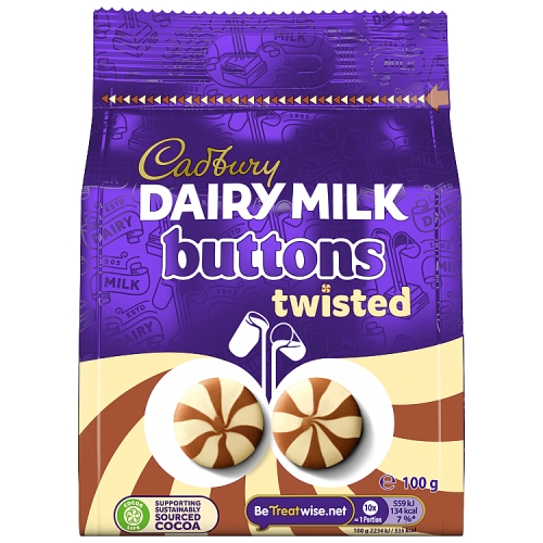 CADBURY DAIRY MILK BUTTONS TWISTED CHOCOLATE BAG 100G