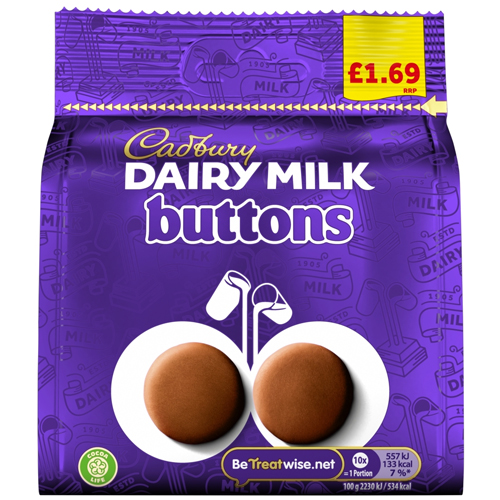 CADBURY DAIRY MILK GIANT BUTTONS PMP £1.69 85G