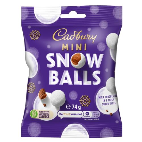 CADBURY DAIRY MILK CHOCOLATE MINI SNOW BALLS 74G-XMAS