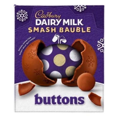 CADBURY BUTTONS SMASH BAUBLE 90G-XMAS