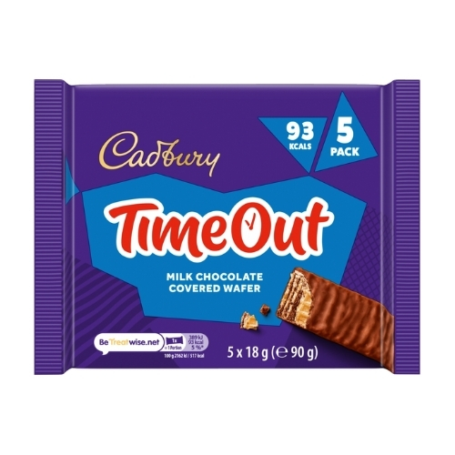 CADBURY TIMEOUT MILK CHOCOLATE COVERED WAFER 5PK 90G