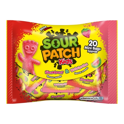 SOUR PATCH KIDS KIDS STRAWBERRY AND WATERMELON TREATSIZE BAG 350G-XMAS
