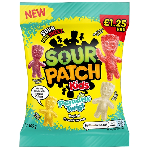SOUR PATCH KIDS PARADISE TWIST TROPICAL POUCH PMP £1.25 105G