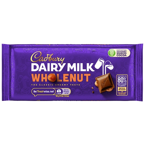 CADBURY DAIRY MILK WHOLENUT CHOCOLATE BLOCK 120G