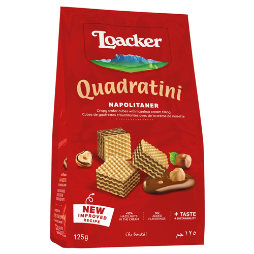 LOACKER QUADRATINI NAPOLITANER BITE SIZE WAFER COOKIES 125G