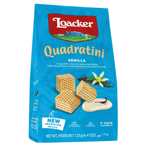 LOACKER QUADRATINI VANILLA BITE SIZE WAFER COOKIES 125G