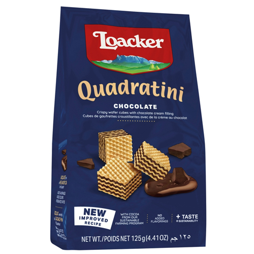 LOACKER QUADRATINI CHOCOLATE BITE SIZE WAFER COOKIES 125G