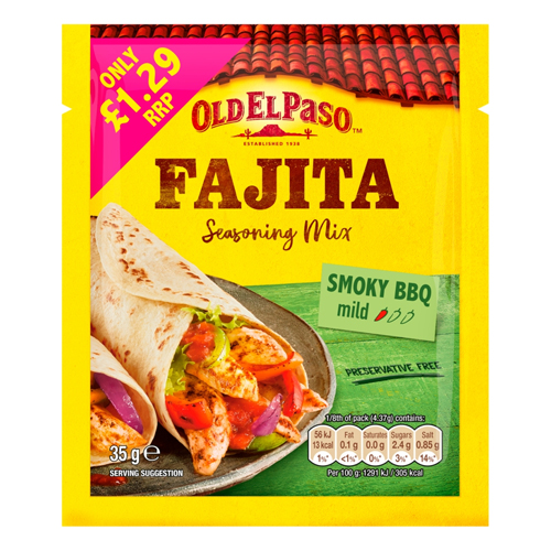 OLD EL PASO SMOKY BBQ FAJITA SEASONING MIX £1.29 35G
