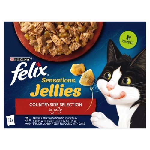 FELIX SENSATIONS JELLIES COUNTRYSIDE SELECTION WET CAT FOOD 12PK 85G