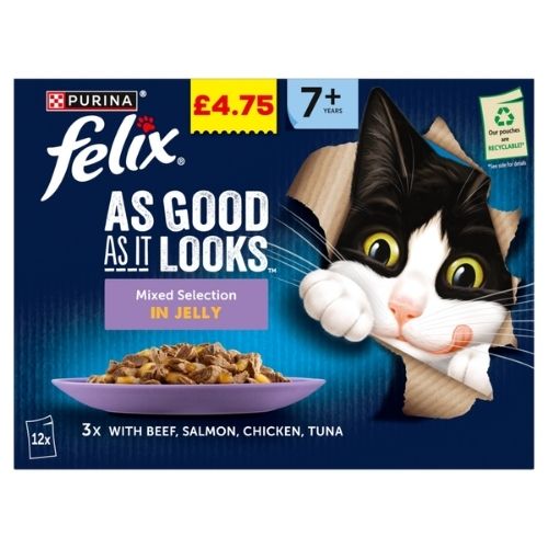 FELIX AGAIL SENIOR 7+ MIXED WET CAT FOOD PMP £4.75 12PK 85G