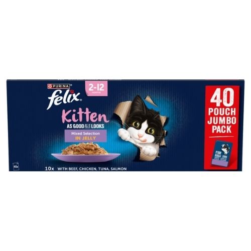 FELIX AGIL KITTEN MIXED SELECTION IN JELLY 40PK 85G