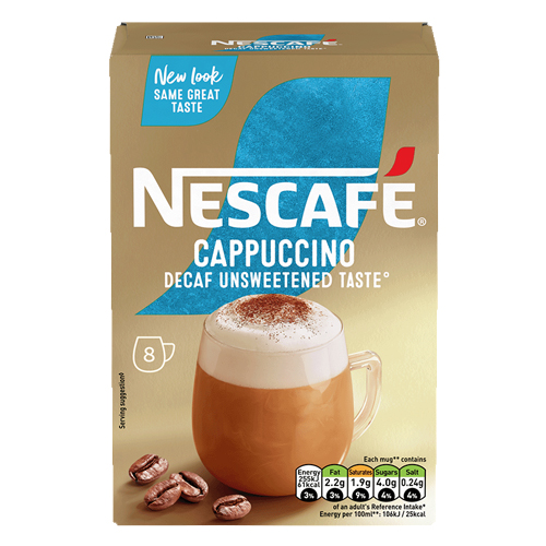 NESCAFE GOLD CAPPUCCINO DECAF UNSWEETENED TASTE 7SAC 105G