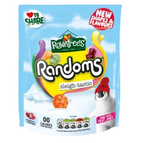ROWNTREES RANDOMS FESTIVE POUCH CLIP STRIP 130G-XMAS