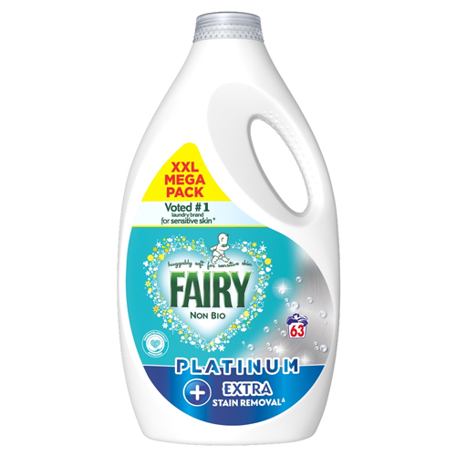 FAIRY PLATINUM +STAIN REMOVER NON BIO WASHING LIQUID FOR SENSITIVE SKIN 63W