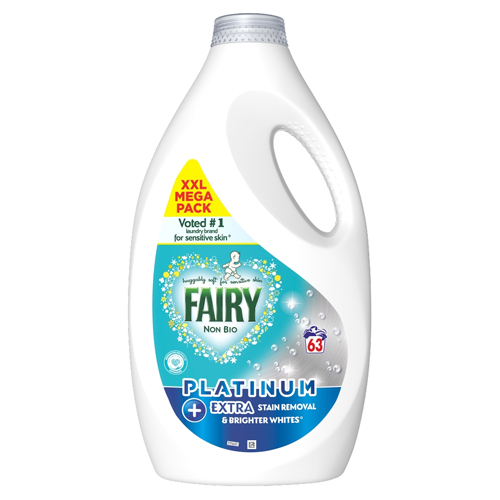 FAIRY PLATINUM+ STAIN REMOVER NON BIO LIQUID FOR SENSITIVE SKIN 63W 1.953L