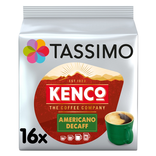TASSIMO KENCO AMERICANO DECAF COFFEE PODS 16S