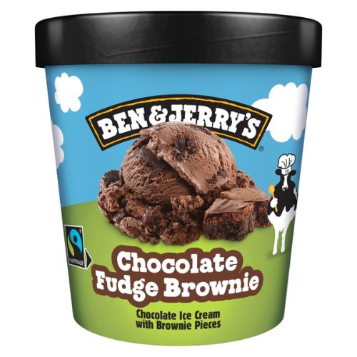 BEN & JERRY'S  ICE CREAM TUB CHOCOLATE FUDGE BROWNIE 465 ML