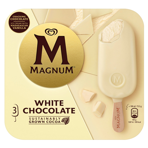 MAGNUM WHITE CHOCOLATE ICE CREAM STICKS 3X 100ML