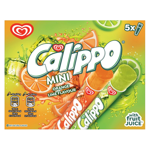 WALLS MINI CALIPPO ORANGE AND LEMON-LIME ICE LOLLIES 5 X 80ML
