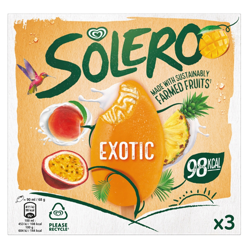 SOLERO  ICE CREAM STICKS EXOTIC 3X 90 ML