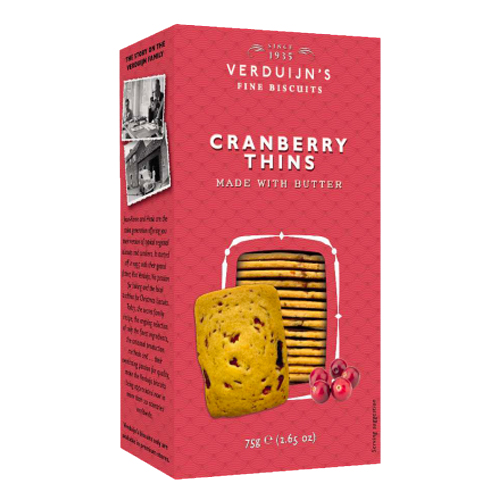 VERDUIJN'S CRANBERRY THINS MADE WITH BUTTER 75G
