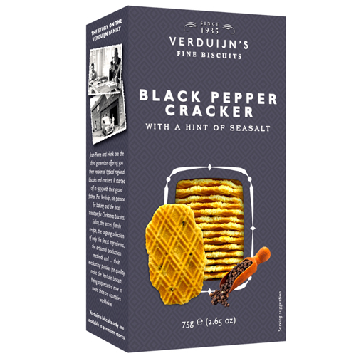 VERDUIJN'S BLACK PEPPER CRACKER IN SEA SALT 75G