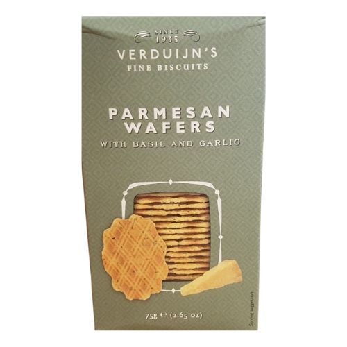 VERDUIJN'S PARMESAN WAFERS IN BASIL & GARLIC 75G