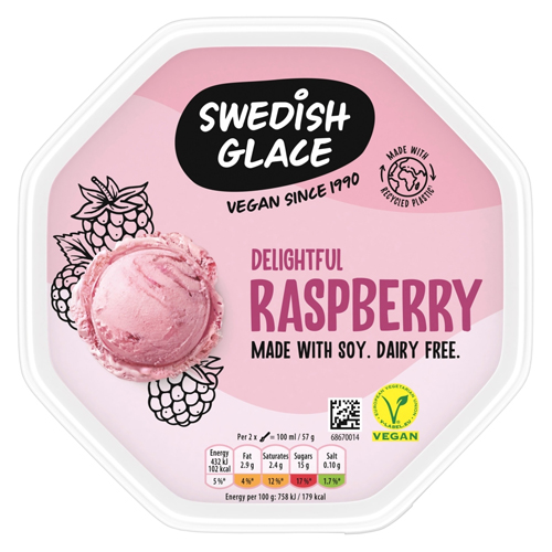 SWEDISH GLACE DELIGHTFUL RASPBERRY ICE CREAM TUB 750ML