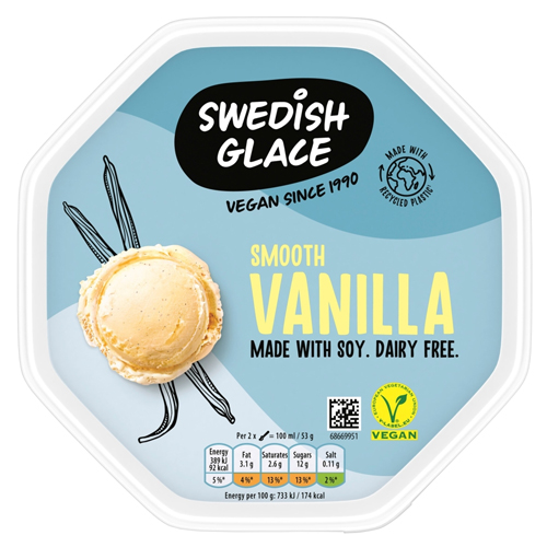 SWEDISH GLACE SMOOTH VANILLA ICE CREAM TUB 750ML