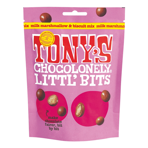 TONY'S CHOCOLONELY LITTL' BITS MILK MARSHMALLOW & BISCUIT MIX POUCH 100G
