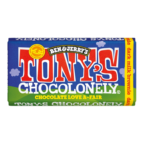 TONY'S CHOCOLONELY BEN & JERRY'S 42% MILK CHOCOLATE BROWNIE BLOCK 180G