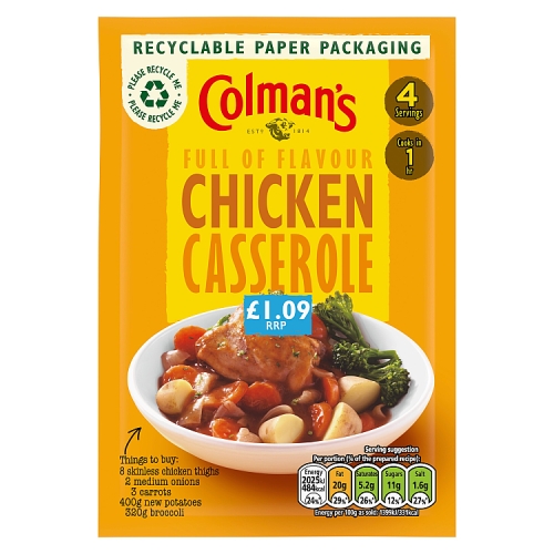 COLMAN'S RECIPE MIX CHICKEN CASSEROLE PMP £1.09 40G