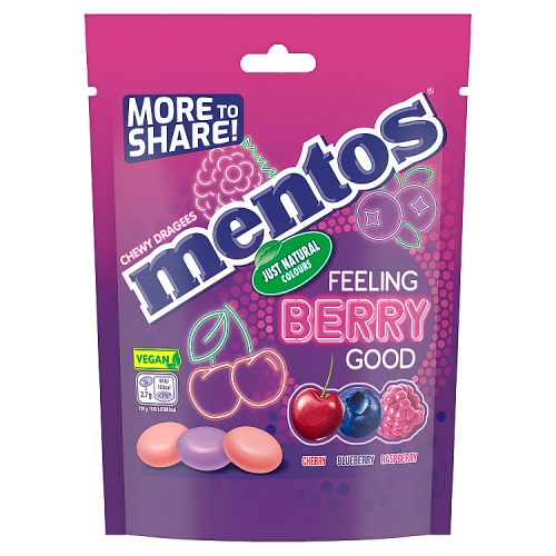 MENTOS FEELING BERRY GOOD CHEWY DRAGEES 160G