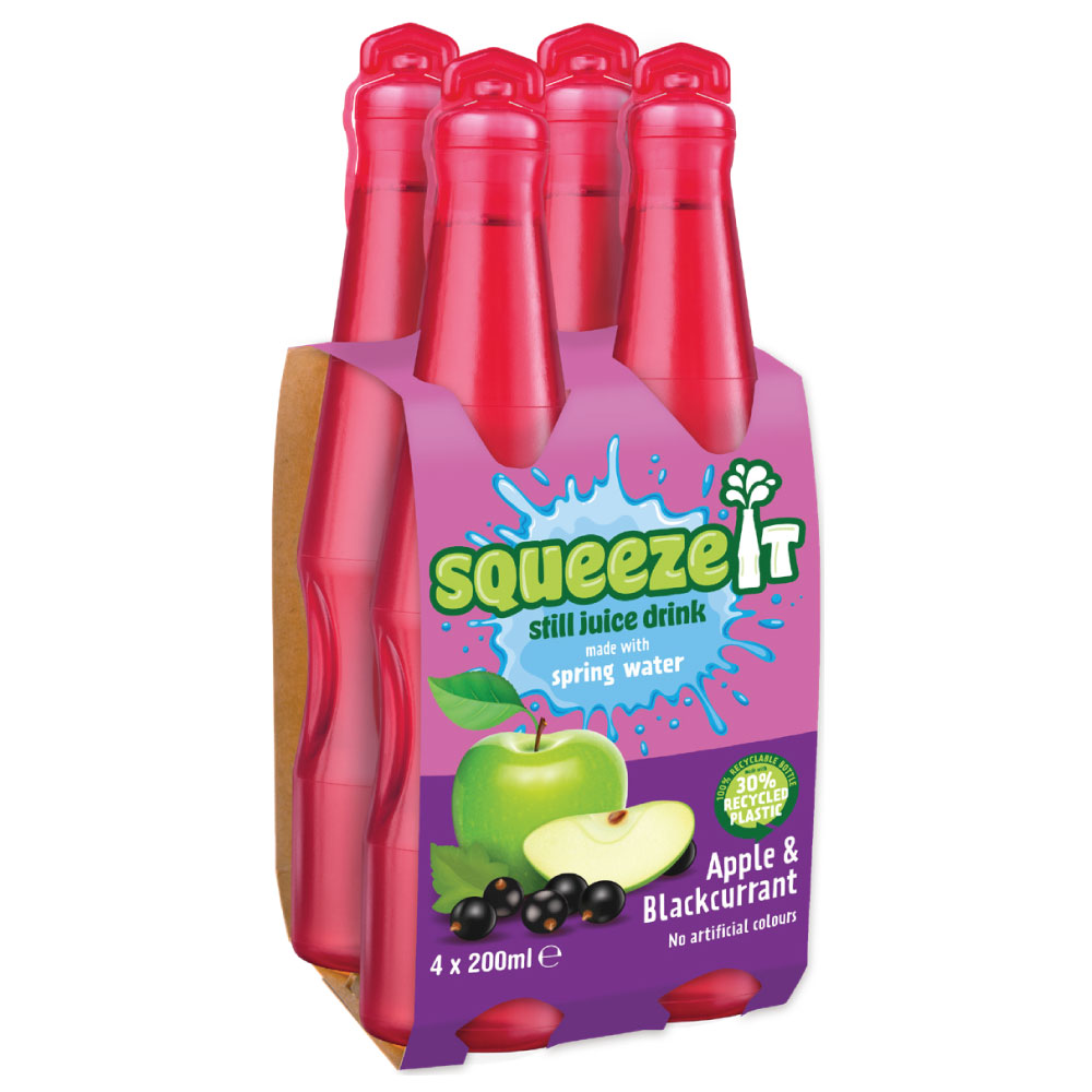 SQUEEZE IT STILL JUICE DRINK APPLE & BLACKCURRANT 4PK 200ML