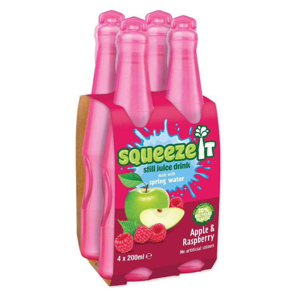 SQUEEZE IT STILL JUICE DRINK APPLE & RASPBERRY 4PK 200ML