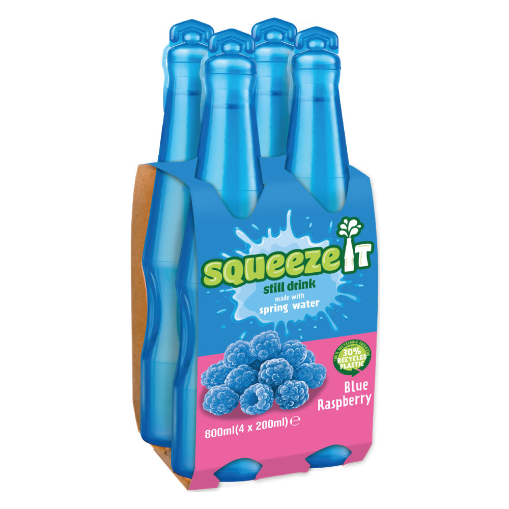 SQUEEZE IT STILL JUICE DRINK BLUE RASPBERRY 4PK 200ML