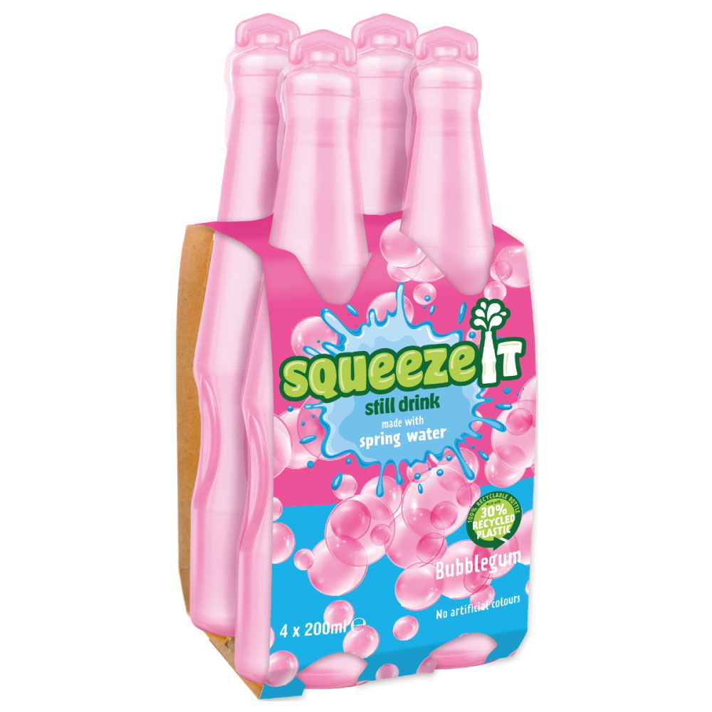 SQUEEZE IT STILL JIUCE DRINK BUBBLEGUM 4PK 200ML